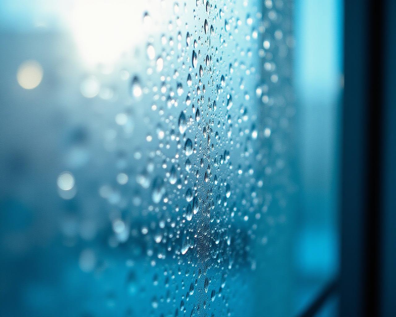 Close up of water repelling off a nano-coated window pane
